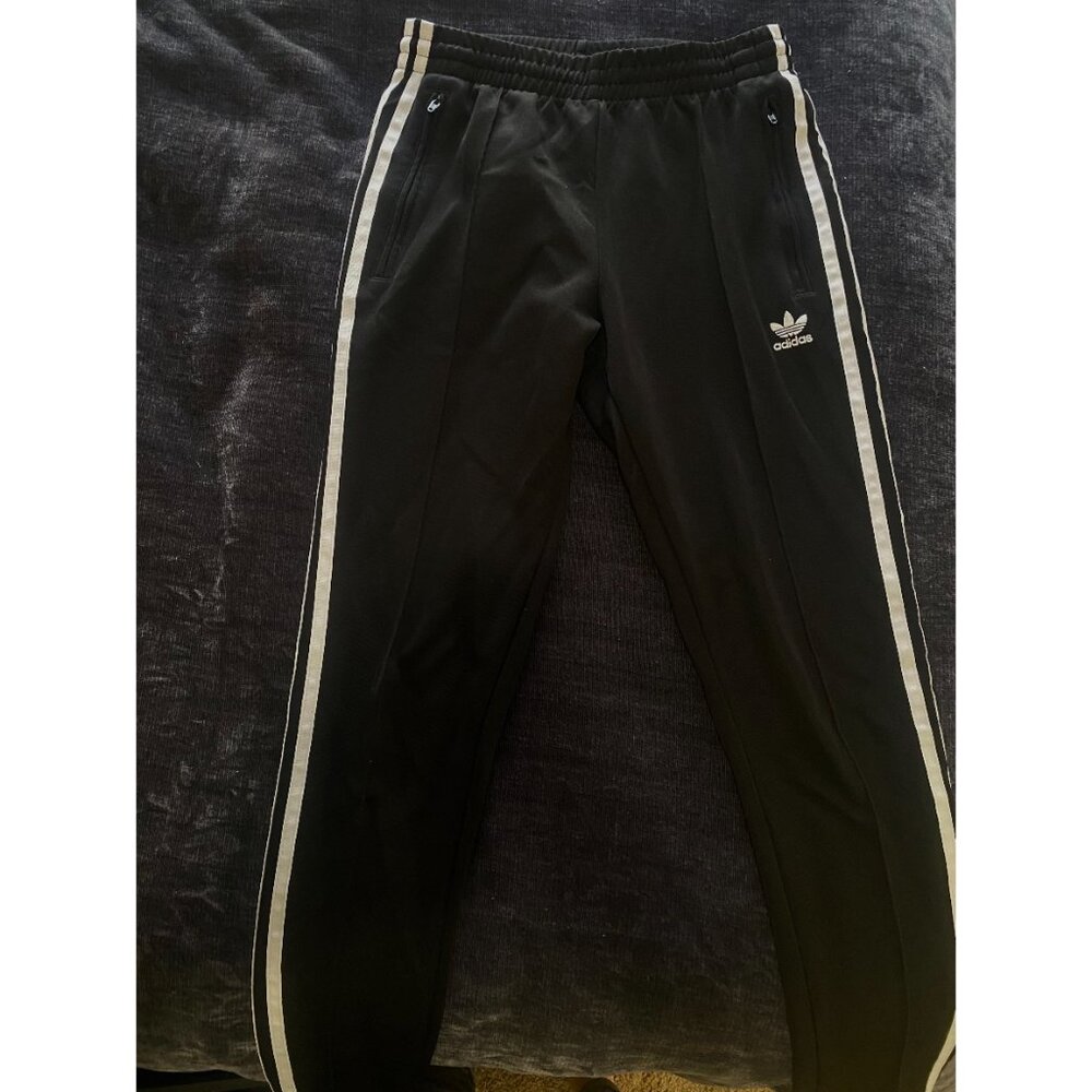 Adidas Originals Black Track Pants with White Stripes